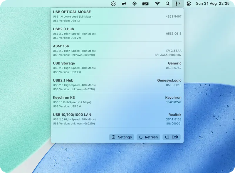 MenuBarUSB menubar app preview