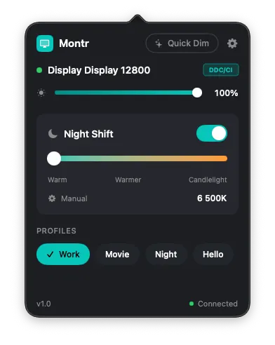 Montr screenshot showing the app interface