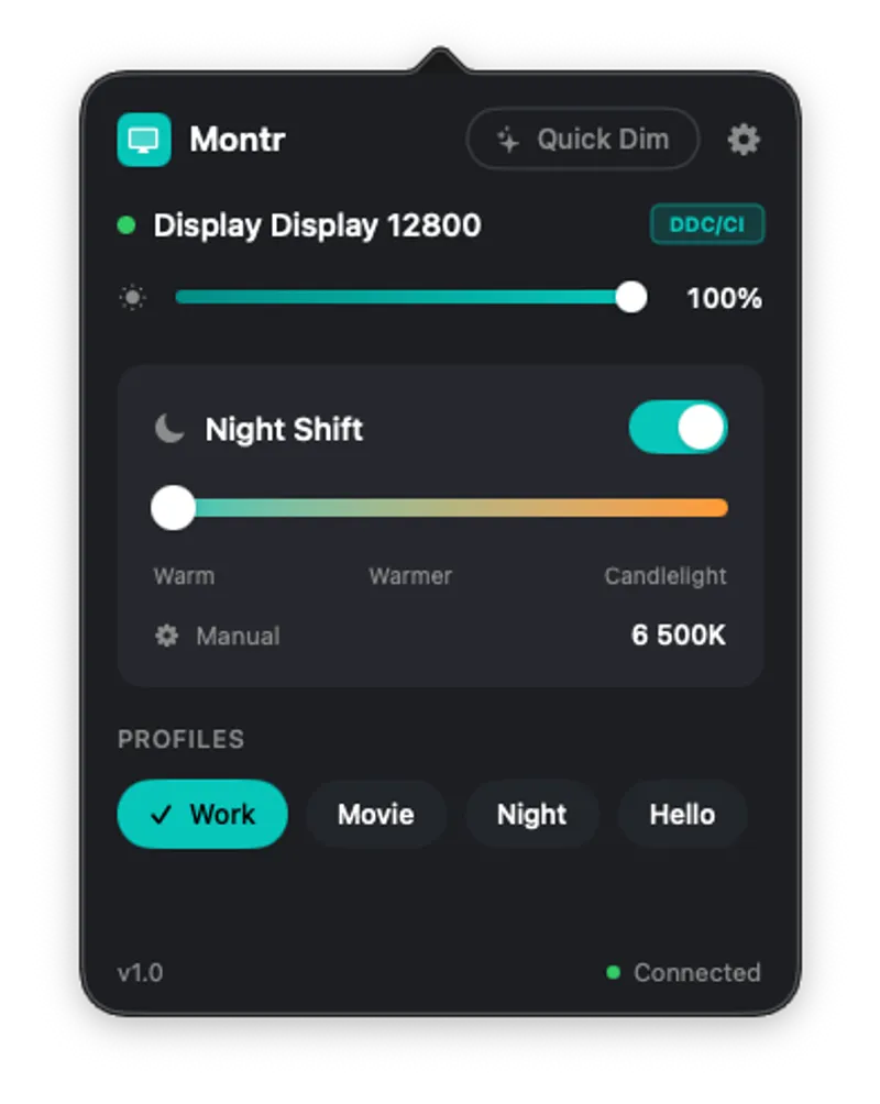 Montr menubar app preview