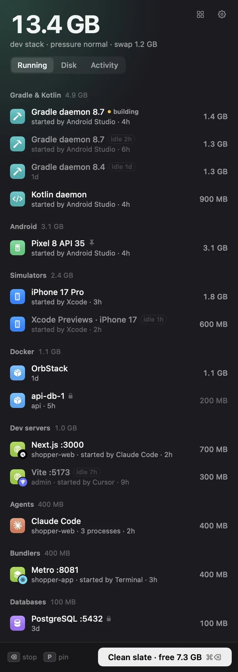 Ramback screenshot showing the app interface