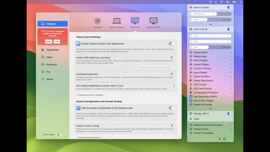 BetterDisplay screenshot showing the app interface