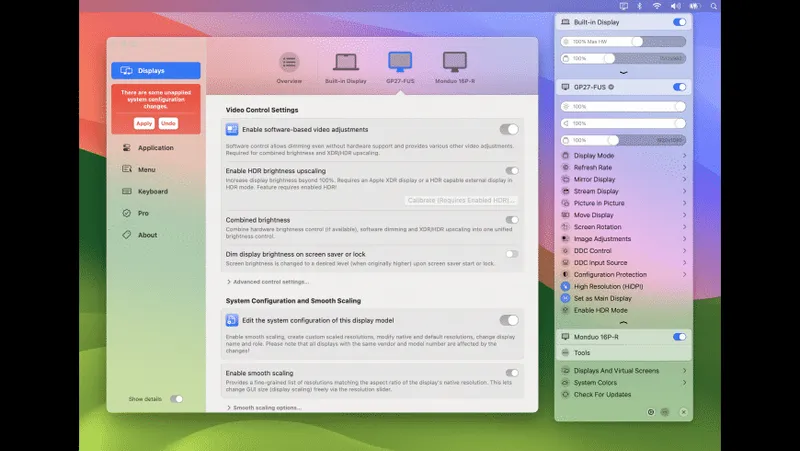 BetterDisplay menubar app preview
