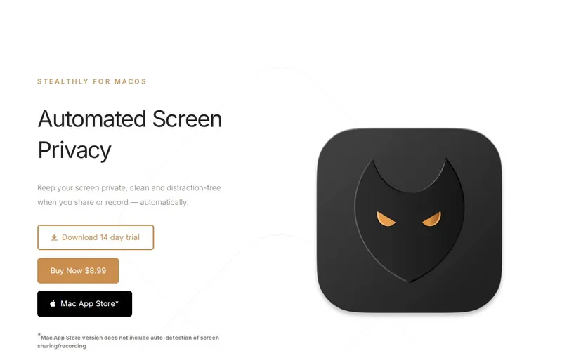 Stealthly menubar app preview