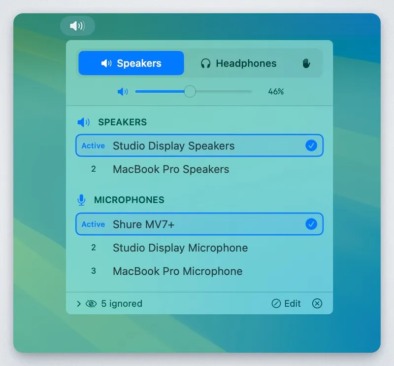 AudioPriorityBar menubar app preview