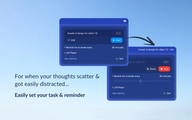 Satu menubar app preview