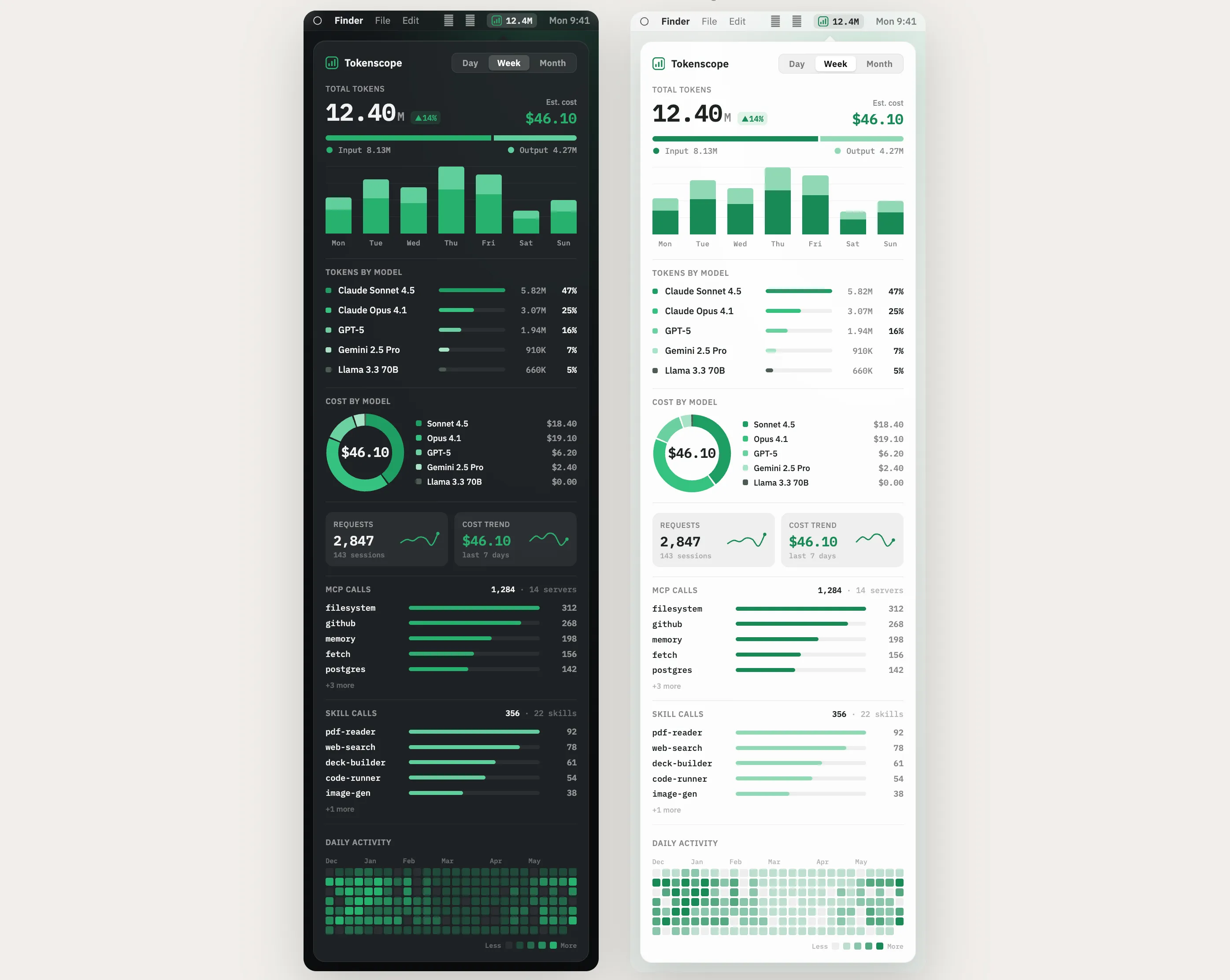 Tokenscope screenshot showing the app interface