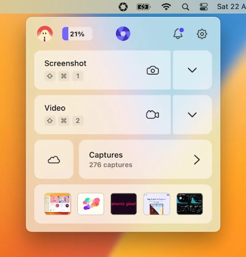 Capster menubar app preview