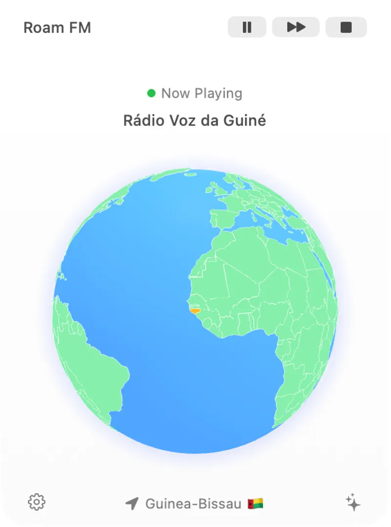Roam FM menubar app preview