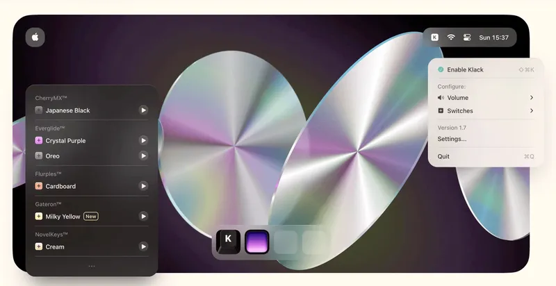 Klack menubar app preview