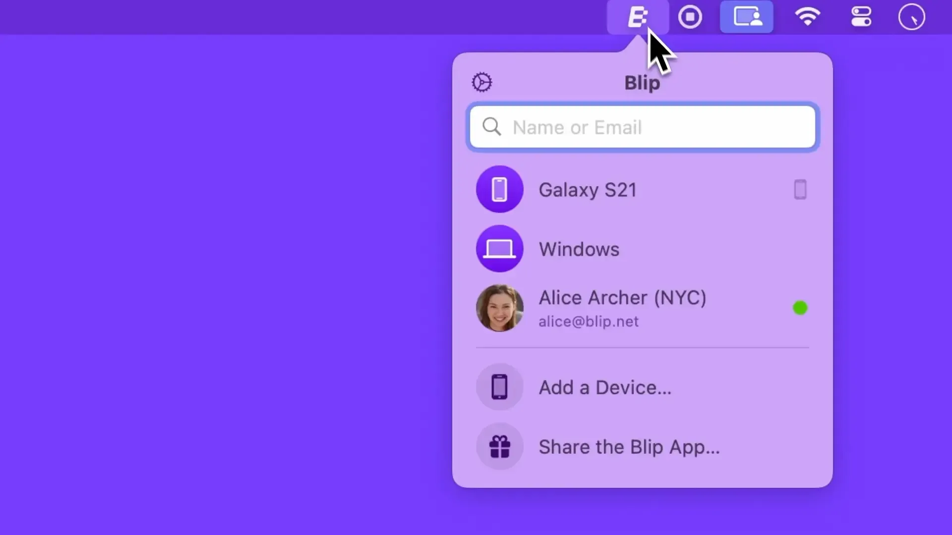 Blip screenshot showing the app interface