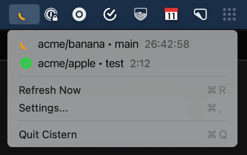 Cistern menubar app preview