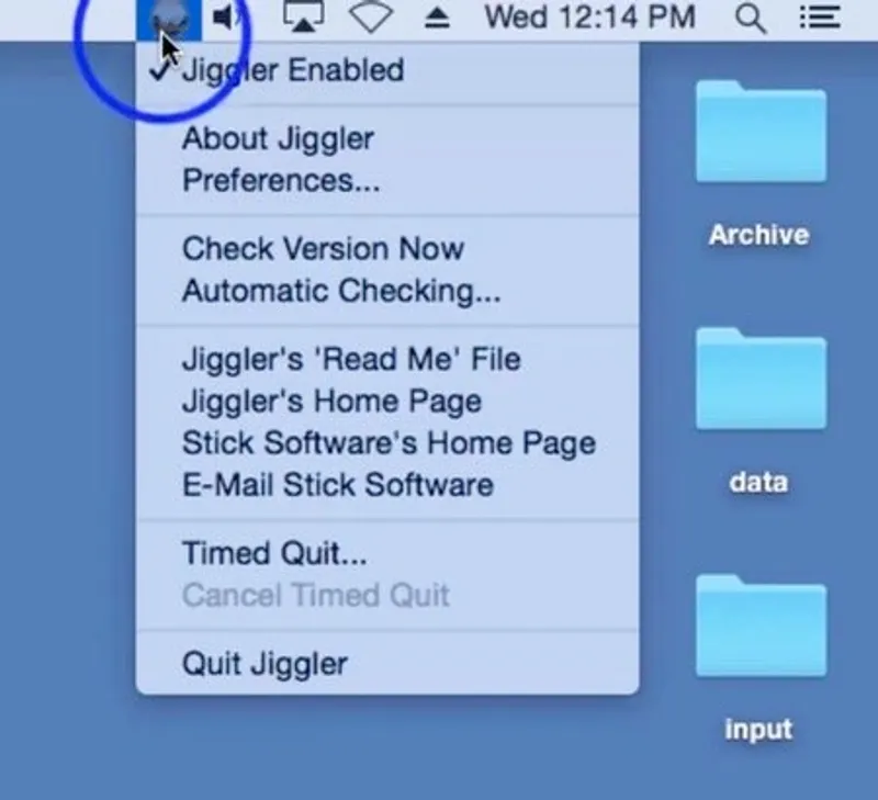 Jiggler menubar app preview
