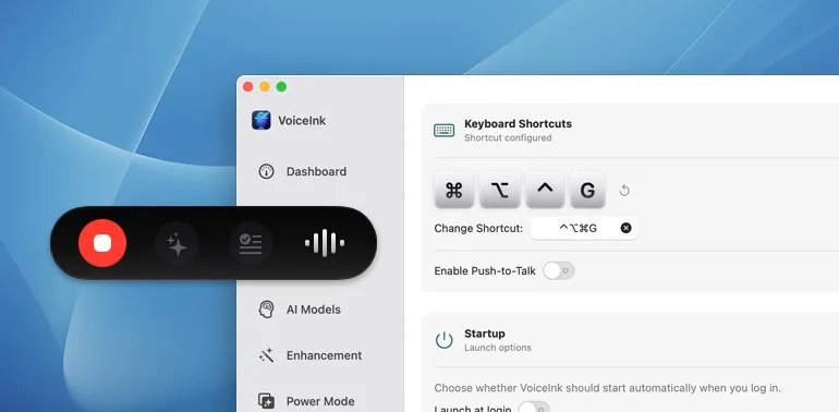 VoiceInk screenshot showing the app interface