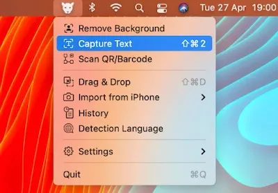 LensOCR screenshot showing the app interface