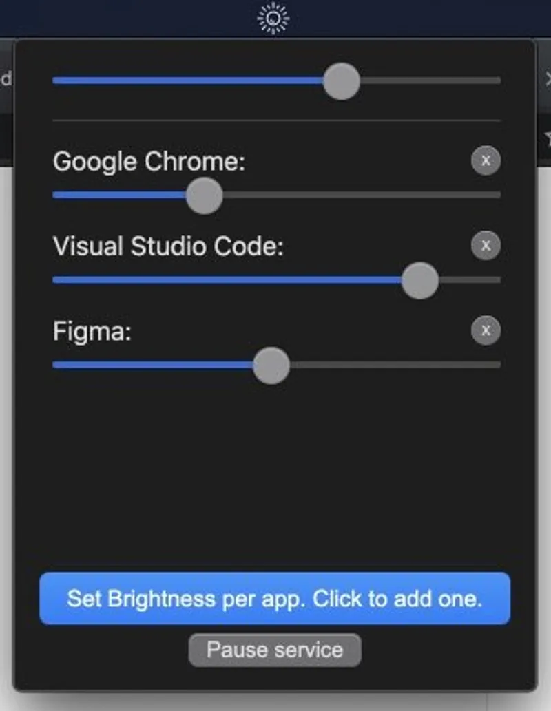 Auto Brightness menubar app preview