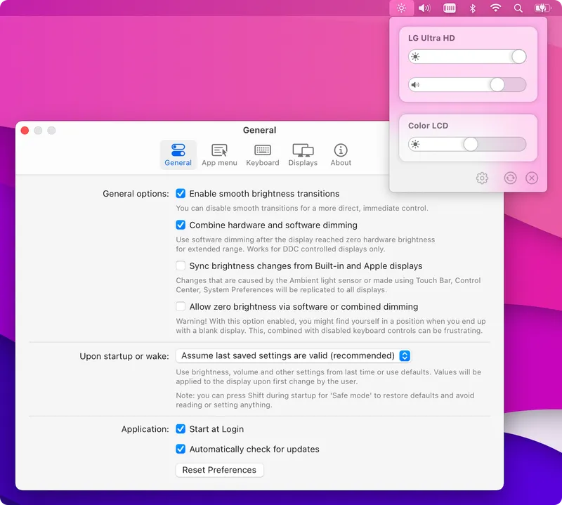 MonitorControl menubar app preview