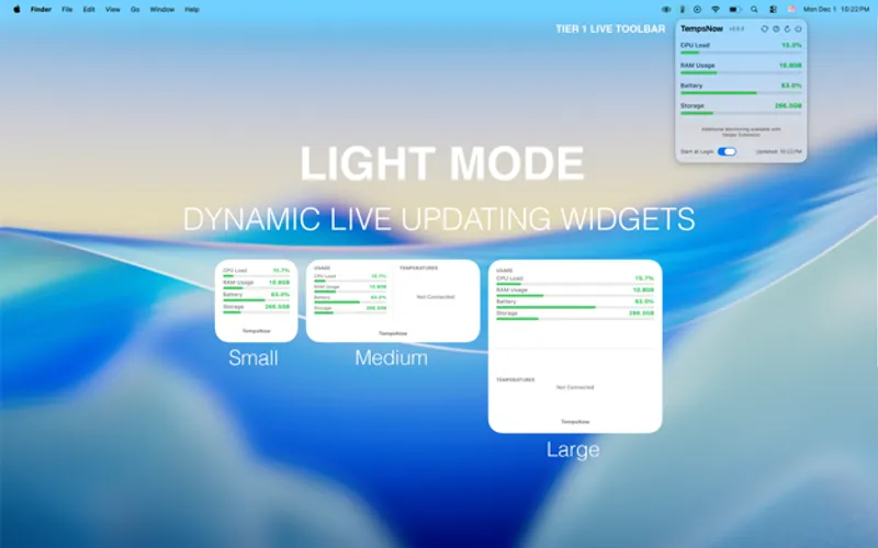 TempsNow menubar app preview