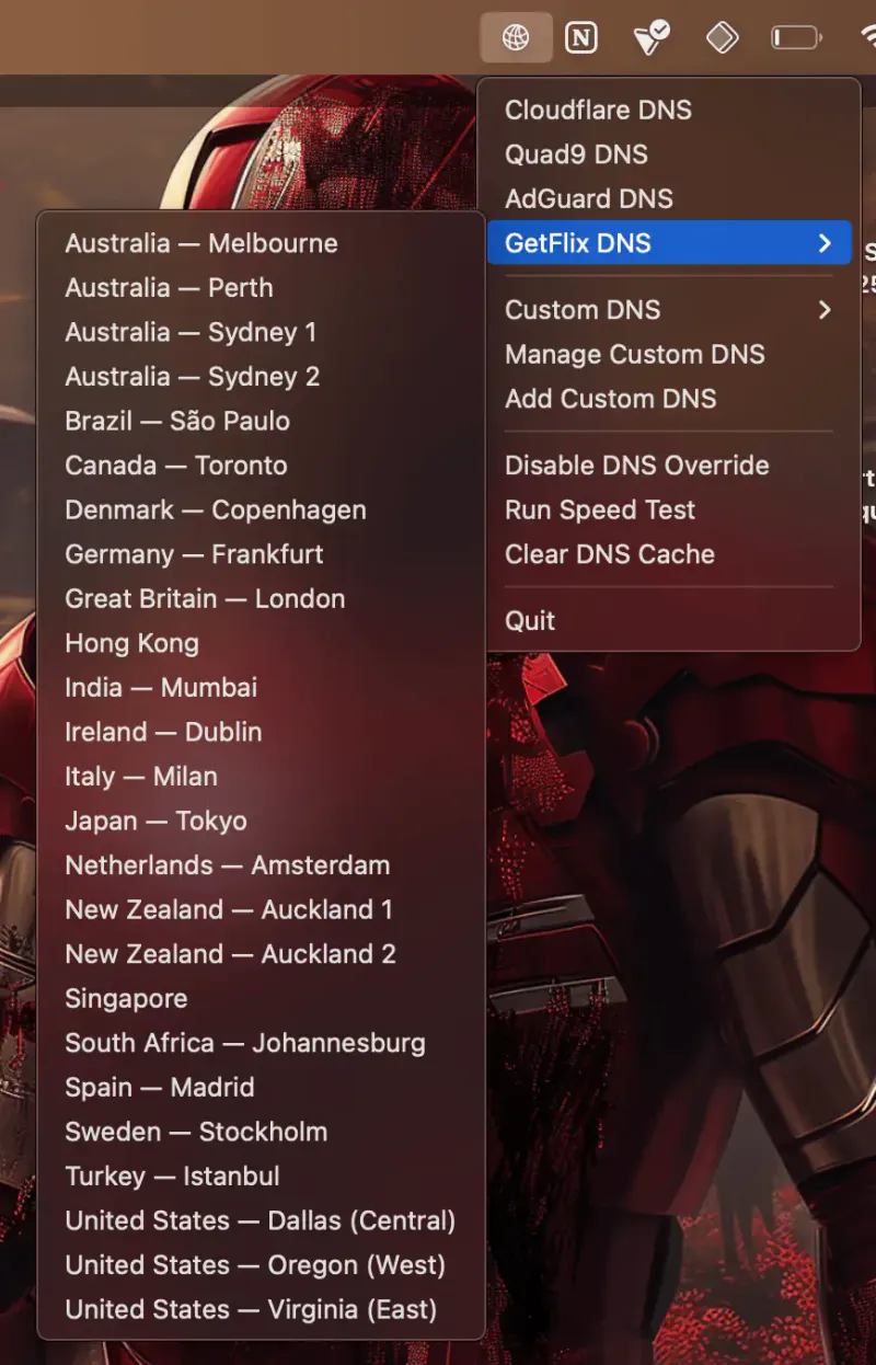 DNS Easy Switcher menubar app preview