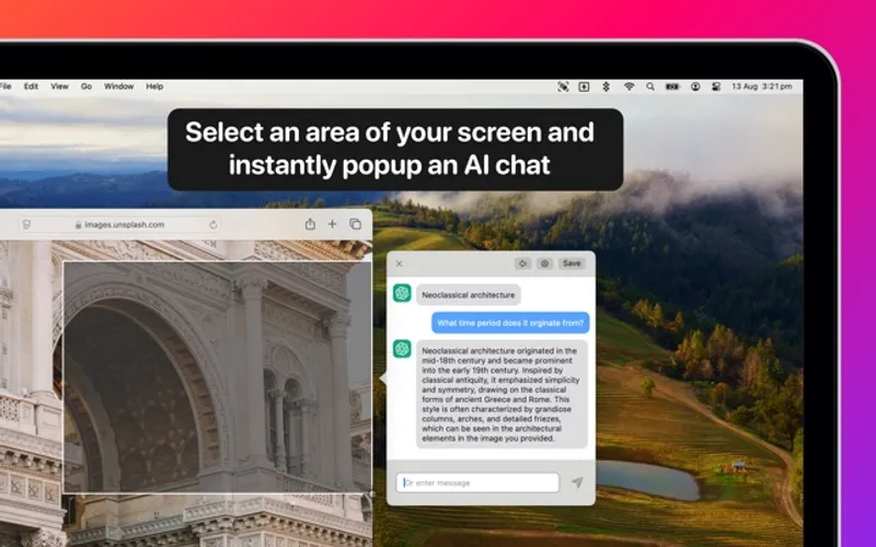 ScreenSnapAI menubar app preview