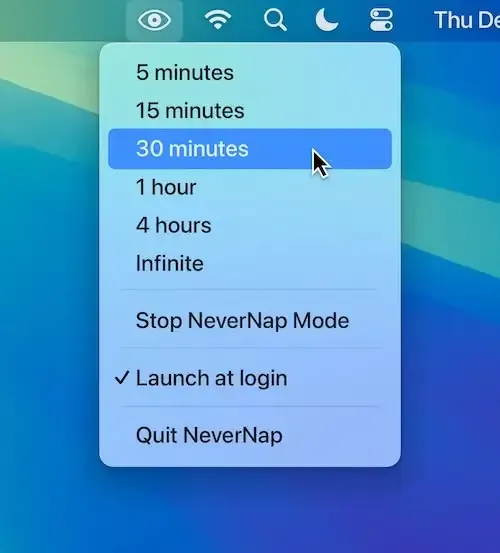 NeverNap screenshot showing the app interface