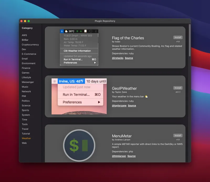 SwiftBar menubar app preview