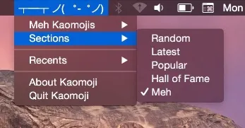 Kaomoji screenshot showing the app interface