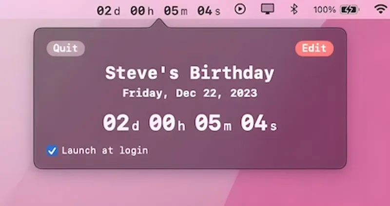 Downcount menubar app preview