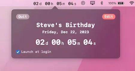 Downcount screenshot showing the app interface