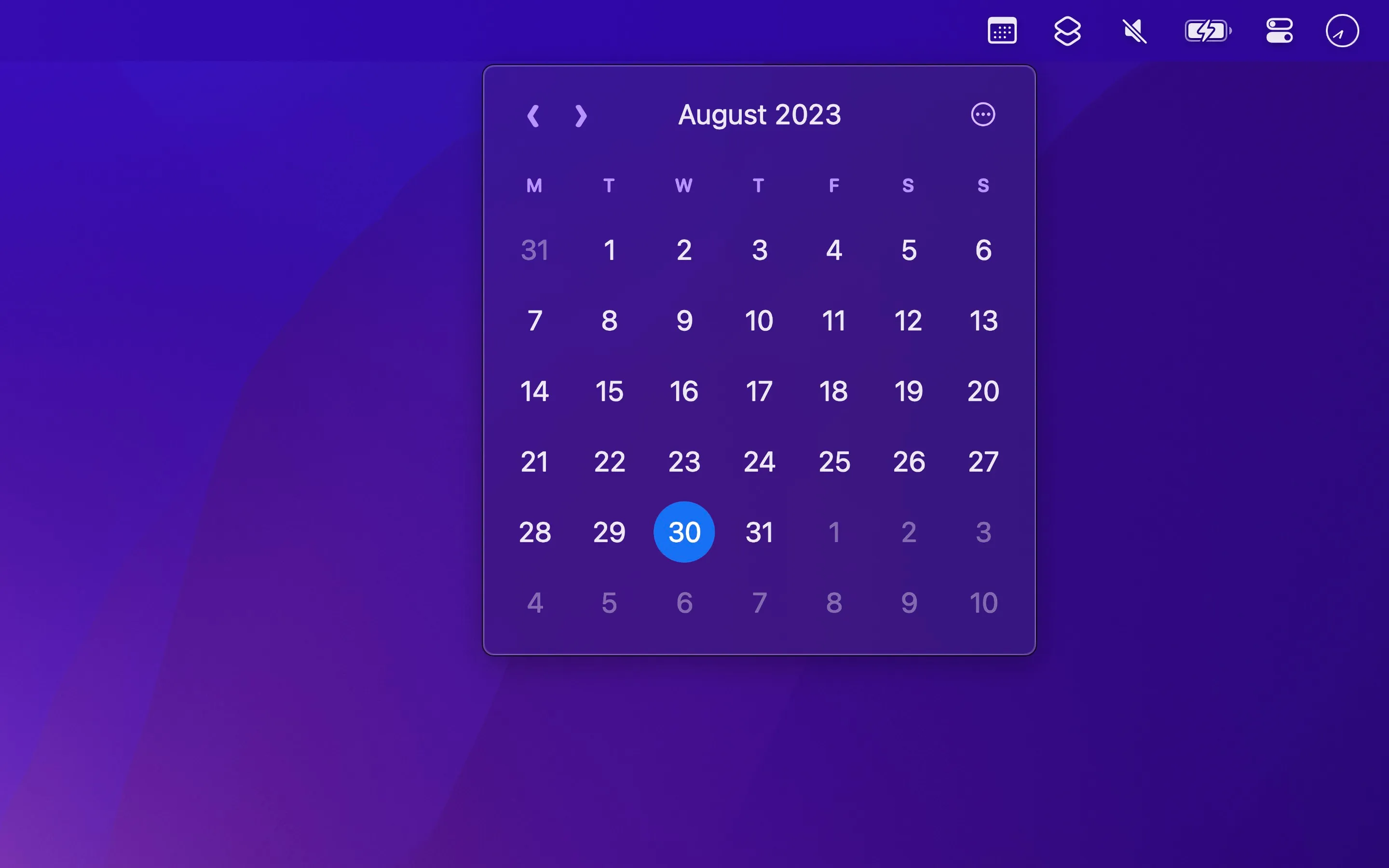 Menu Bar Calendar screenshot showing the app interface