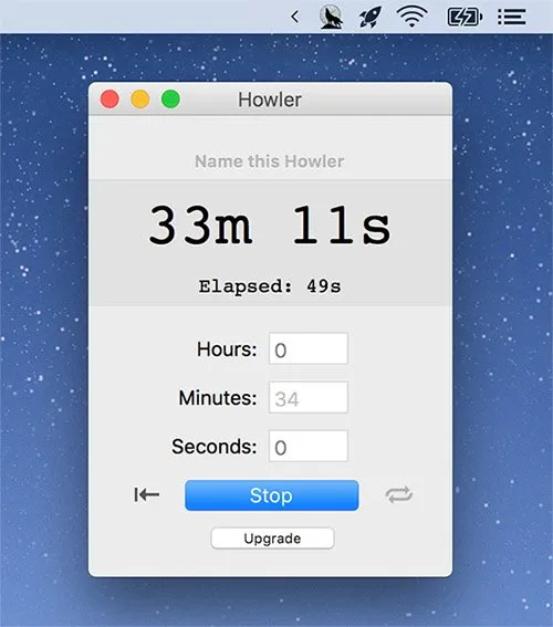 Howler Timer screenshot showing the app interface