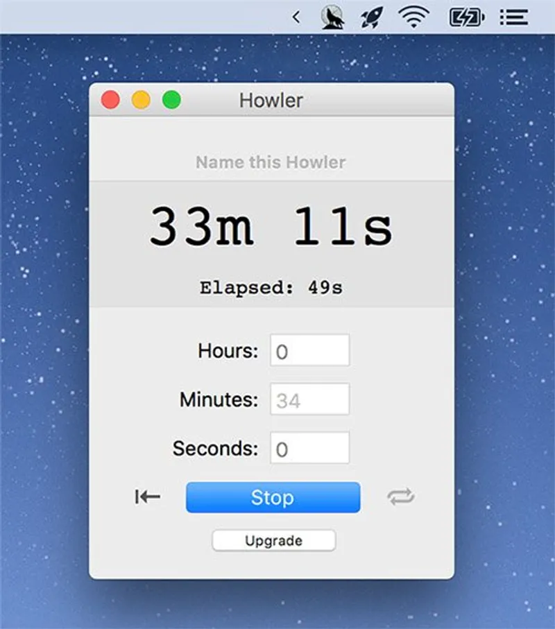 Howler Timer menubar app preview