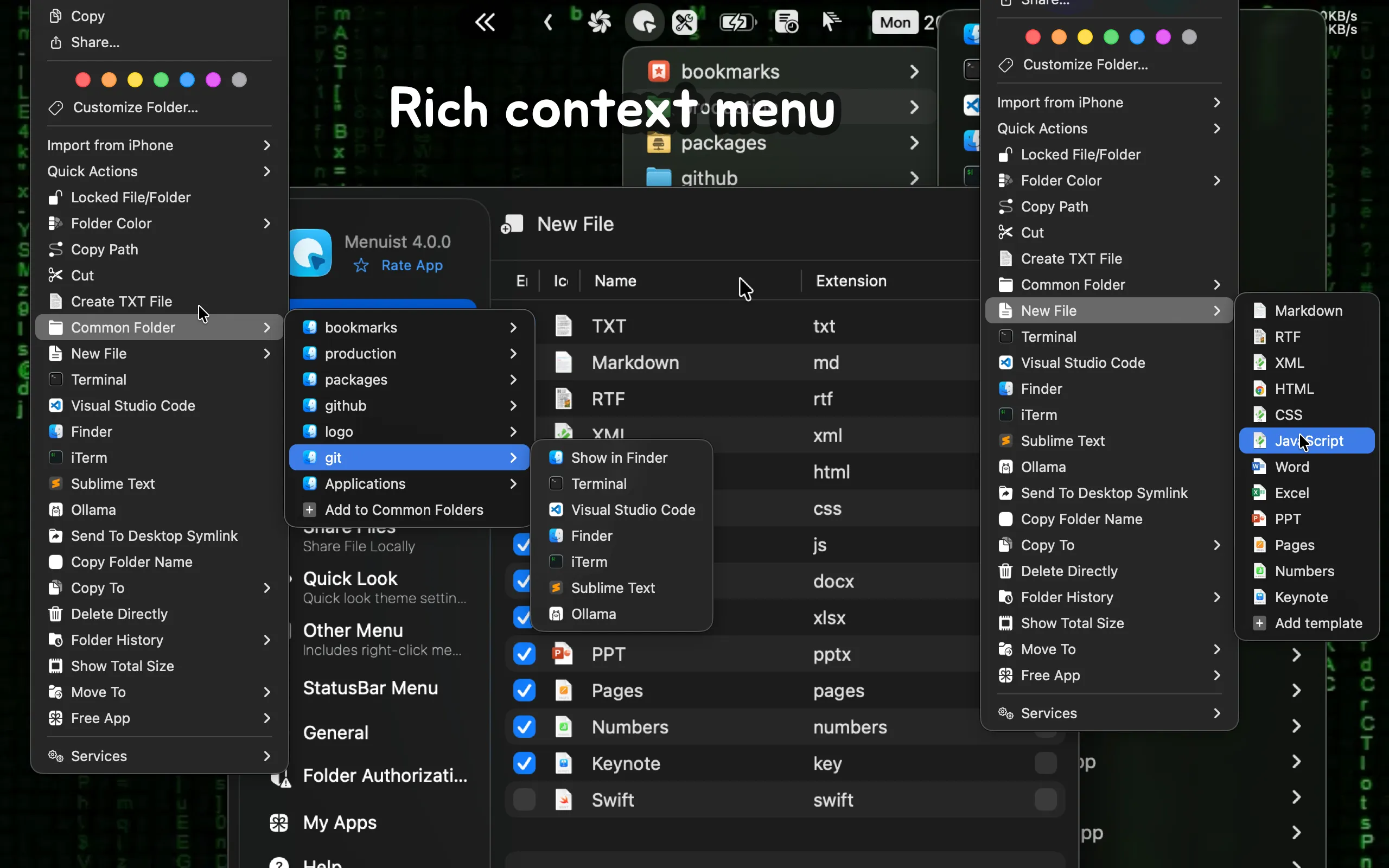 Menuist screenshot showing the app interface