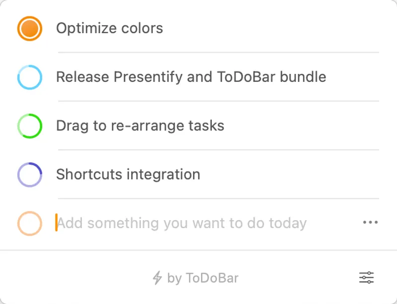 ToDoBar menubar app preview