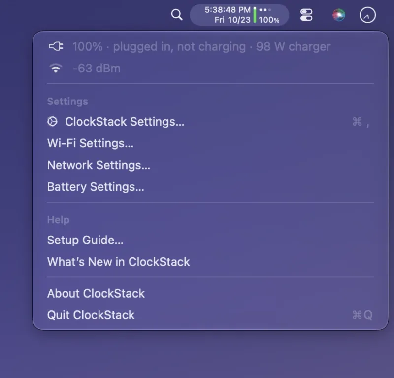 ClockStack menubar app preview