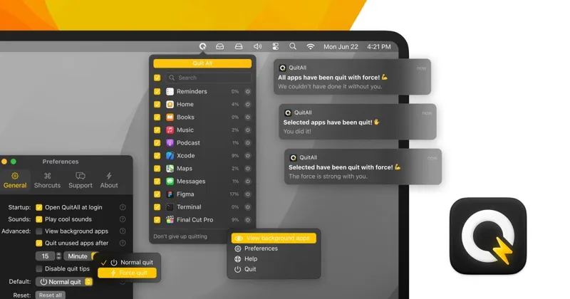 QuitAll menubar app preview