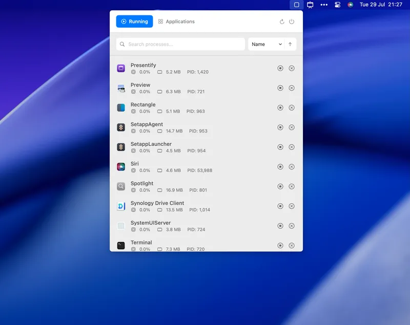 MissionBar menubar app preview