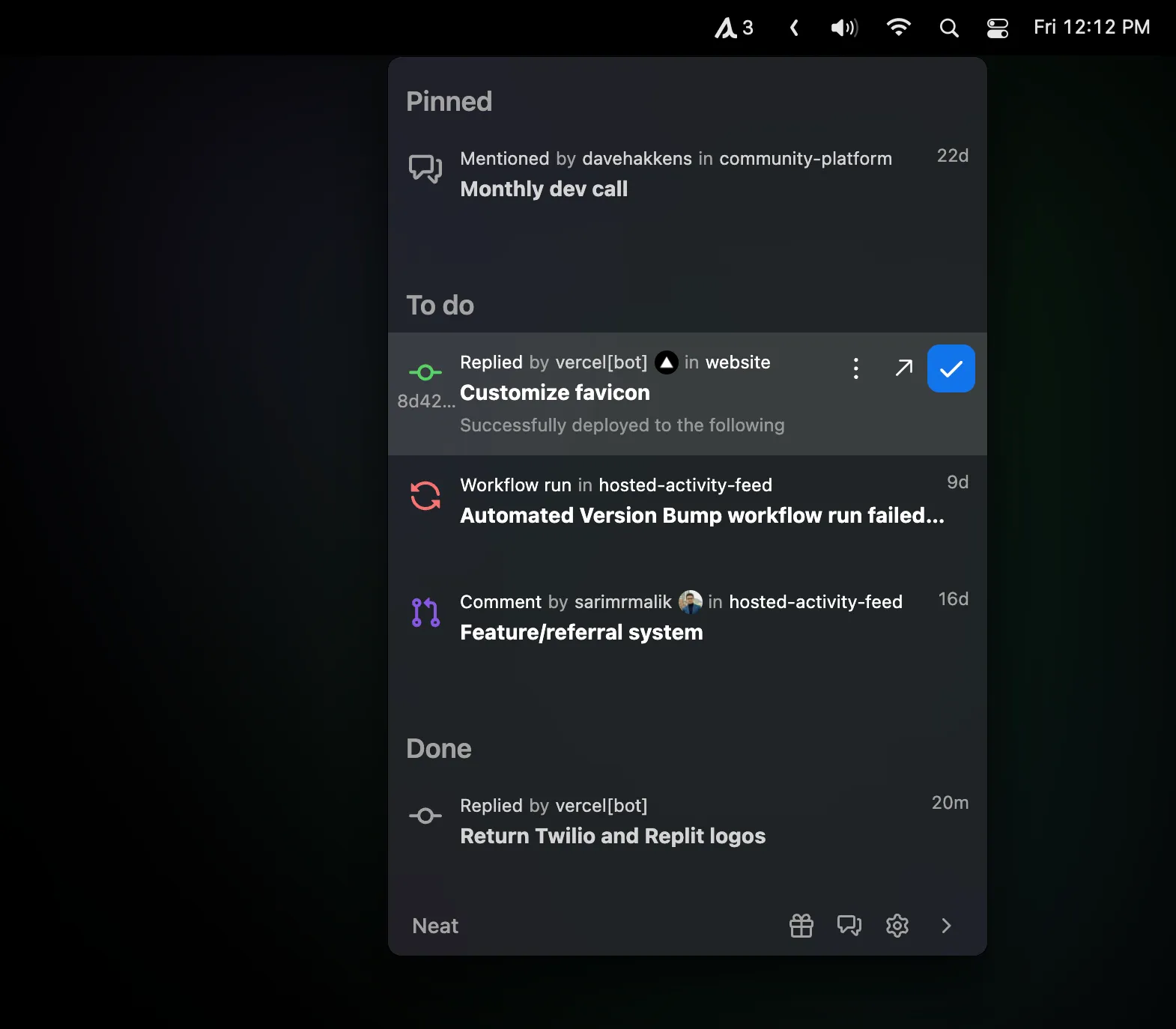 Neat screenshot showing the app interface