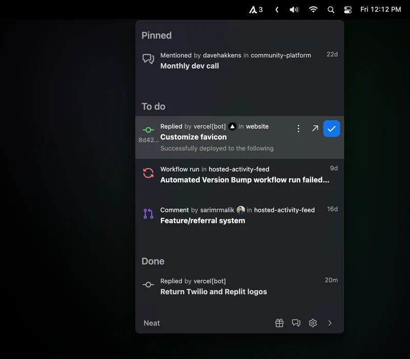 Neat menubar app preview