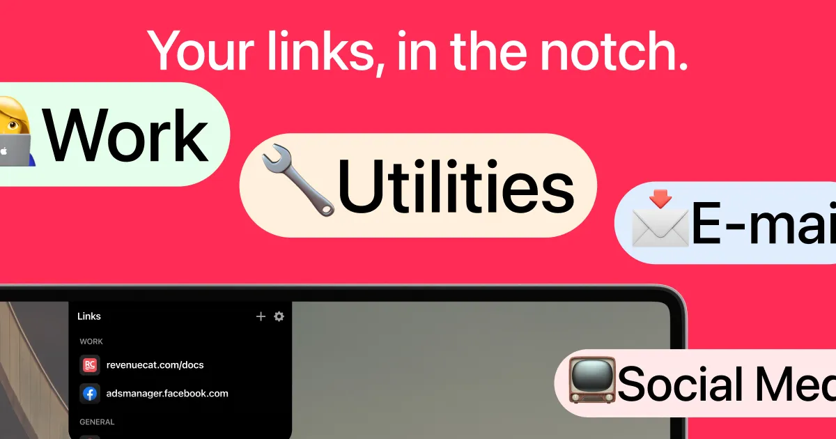 LinkNotch screenshot showing the app interface