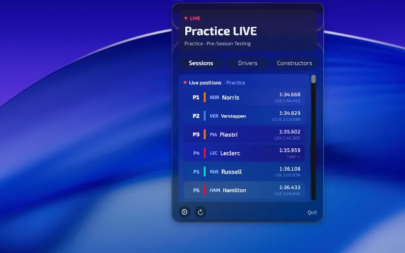 PitWall menubar app preview