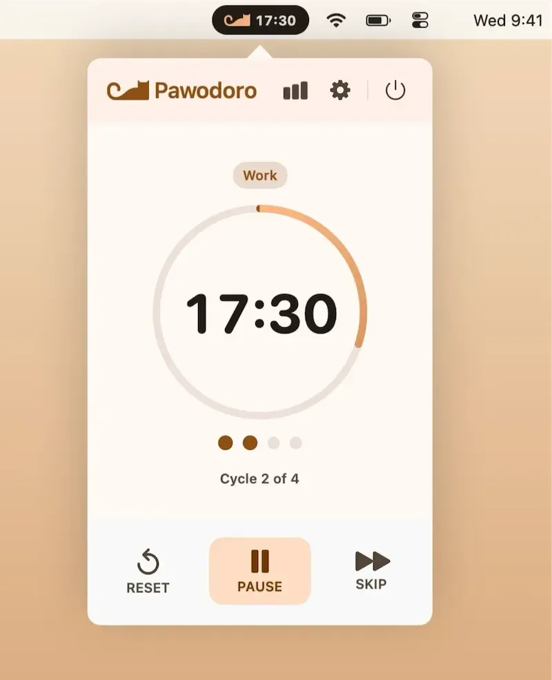 Pawodoro screenshot showing the app interface