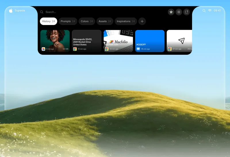 Supaste menubar app preview