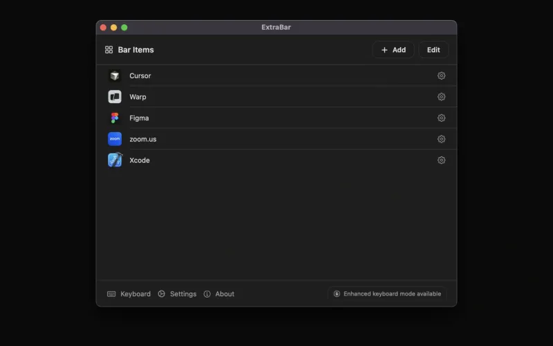 ExtraBar menubar app preview