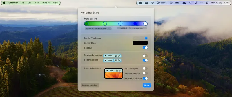 Bartender menubar app preview