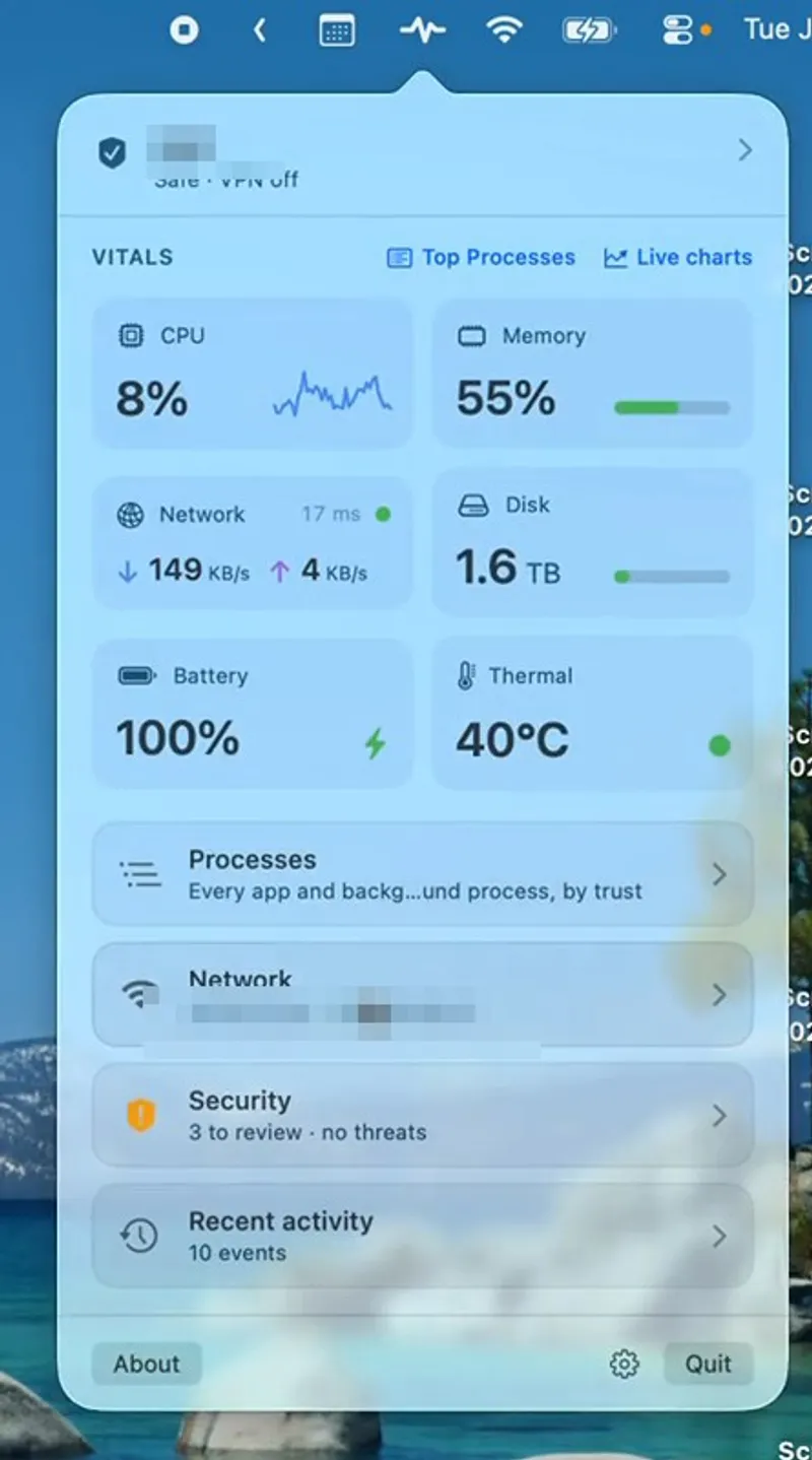 Mojo Pulse menubar app preview