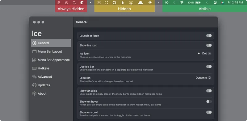 Ice menubar app preview