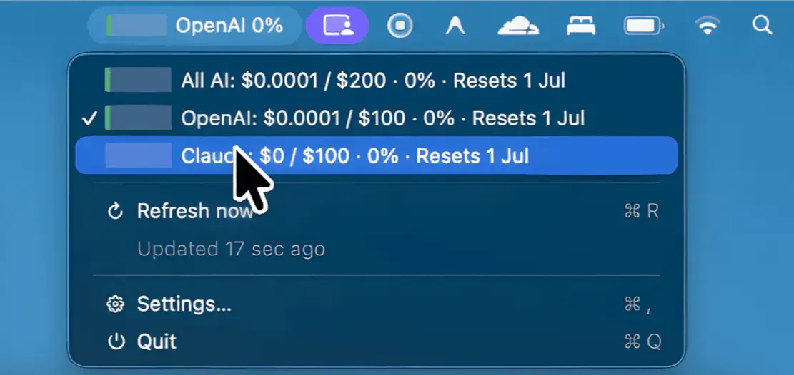 SpendBar screenshot showing the app interface