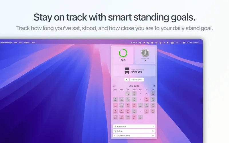 Break in Motion menubar app preview