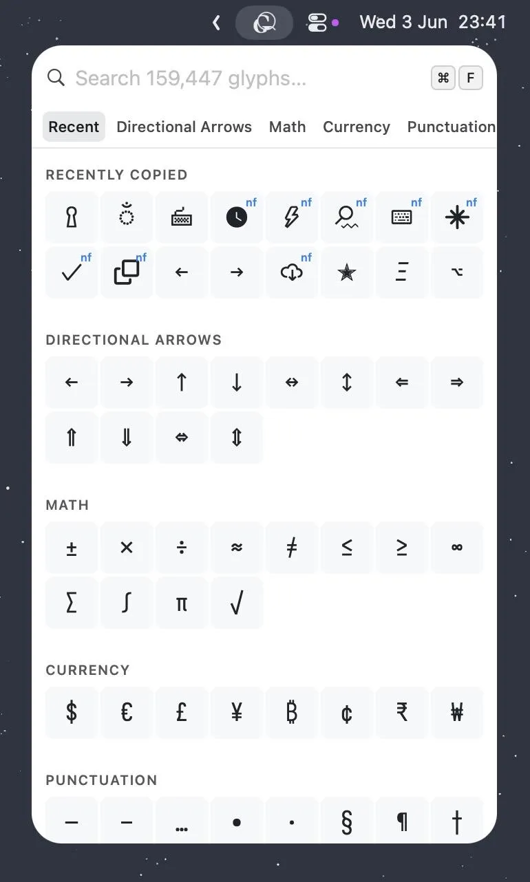 Glyf screenshot showing the app interface