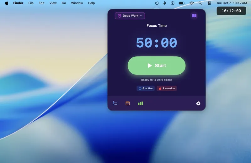 Focusly menubar app preview